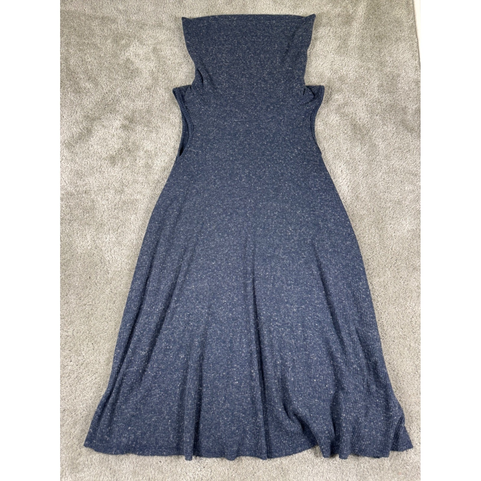 BDG Blue Marled Rib Knit Sleeveless Cowl Neck A-Line Mini Dress Small