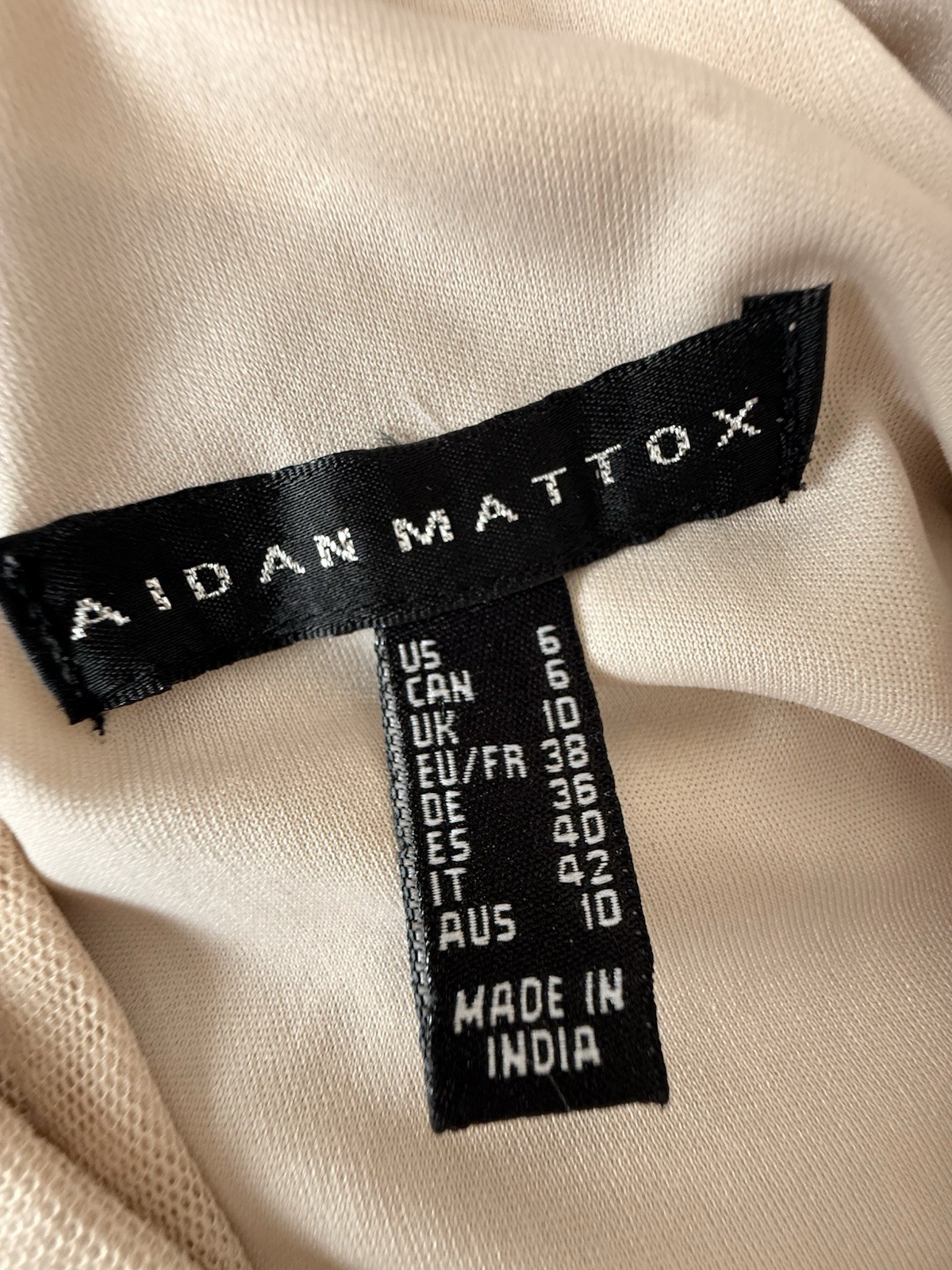 Aidan Mattox Beaded Sequin V-Neckline Blouson Mini Dress Silver Gold Sz 6