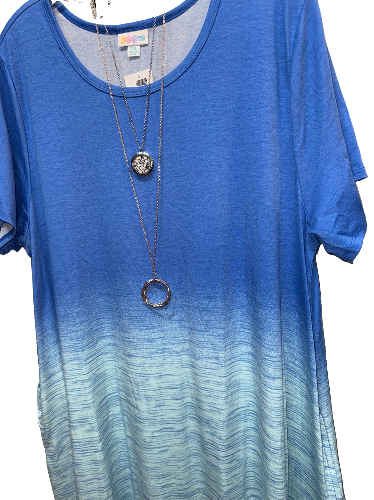 NWT LuLaRoe 2XL Bright Blue To Light Blue Ombré Jessie Swing Dress (ELSA FROZEN)