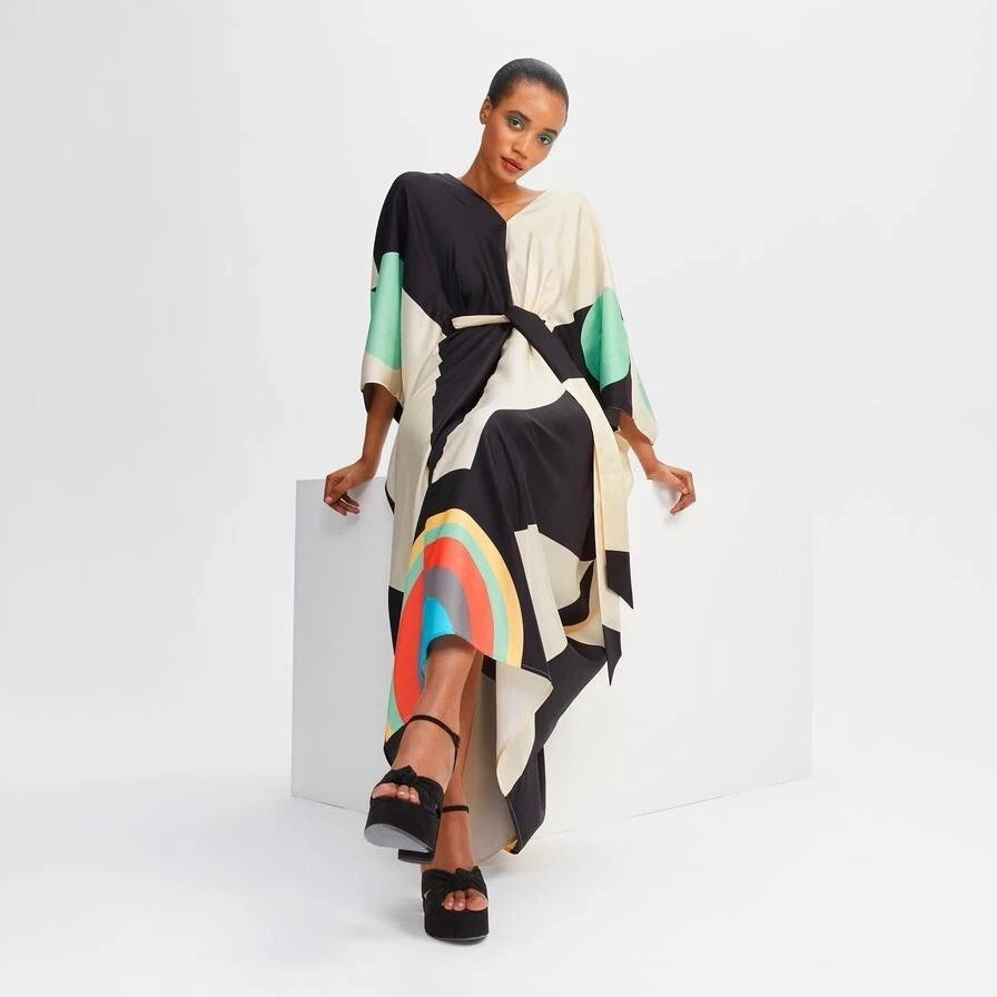 Soft Satin Silk Kaftan, Causal Beach Wear Kaftan, Resort Wear Kaftan Dress J5631