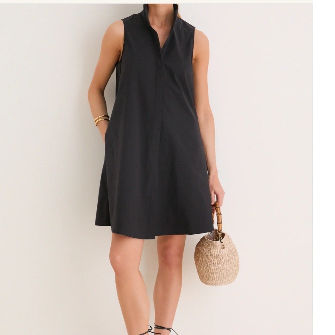 Tuckernuck Black Sleeveless Charlie Dress Stand Collar Mini XS Summer Classic