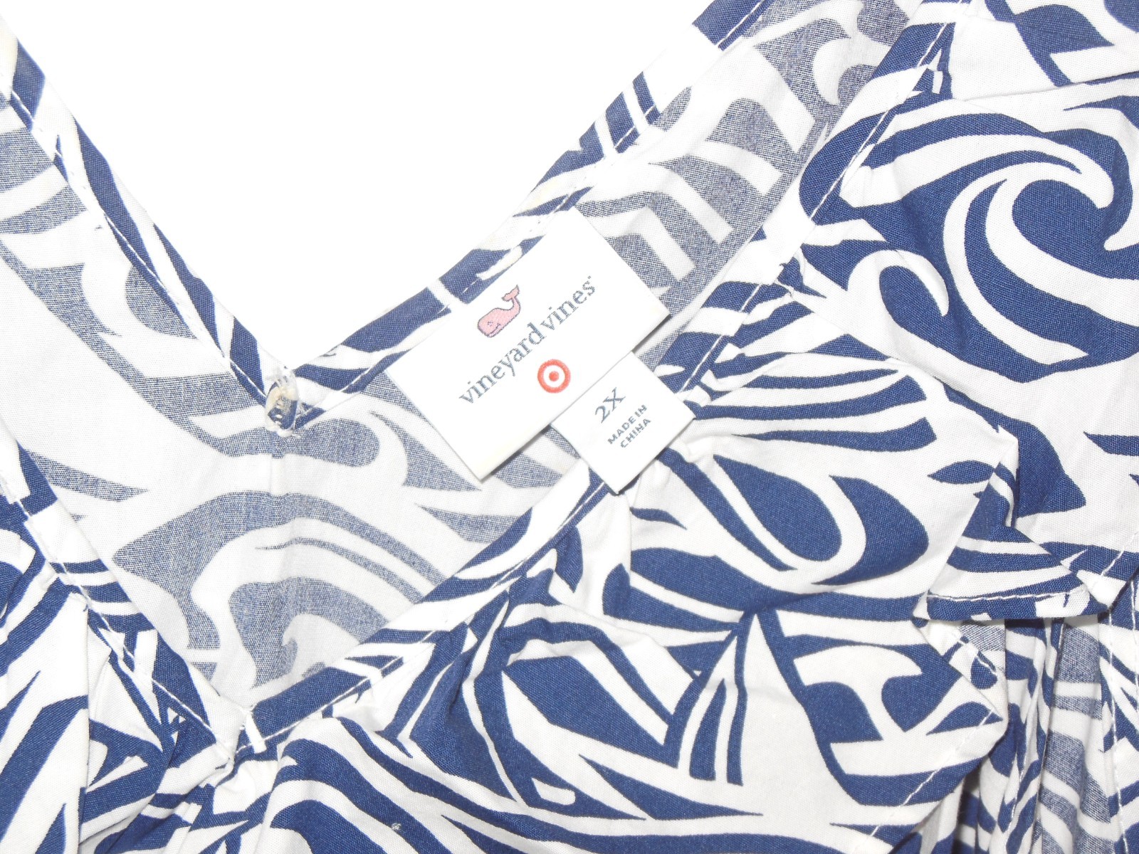 Vineyard Vines x Target Sun Dress sz 2X Sleeveless Blue White Rough Seas w Belt