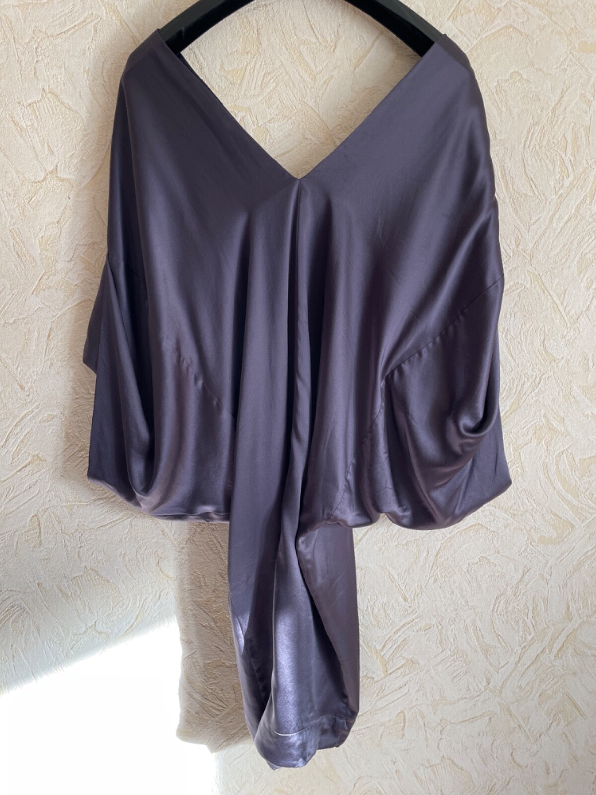 Maje Balmoral 100% Silk Kimono Sleeved V-neck front & back Dress Made In Tunisia