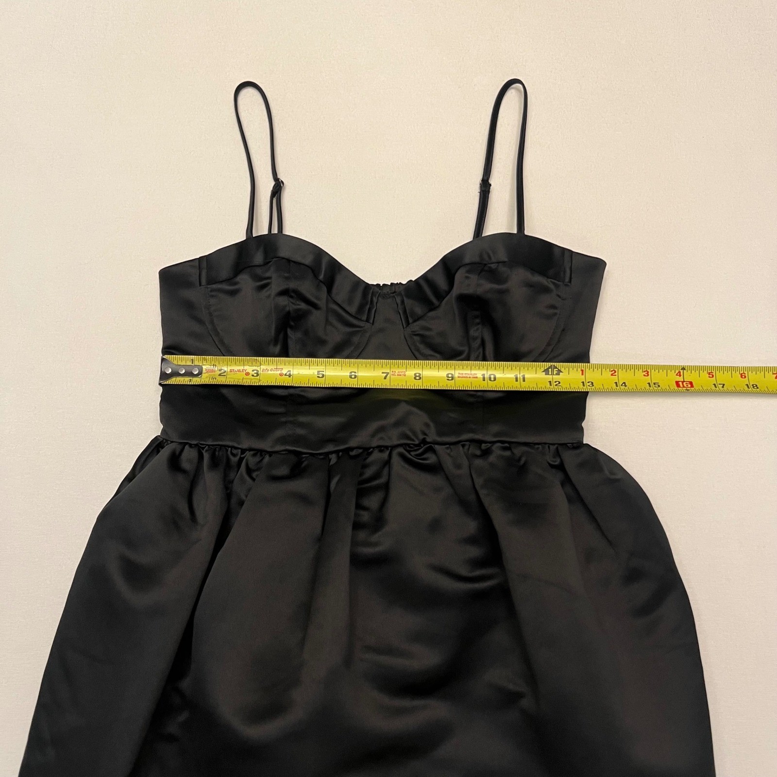 Future Collective Black Satin Bustier Smocked Back Corset LBD Dress NWT XS