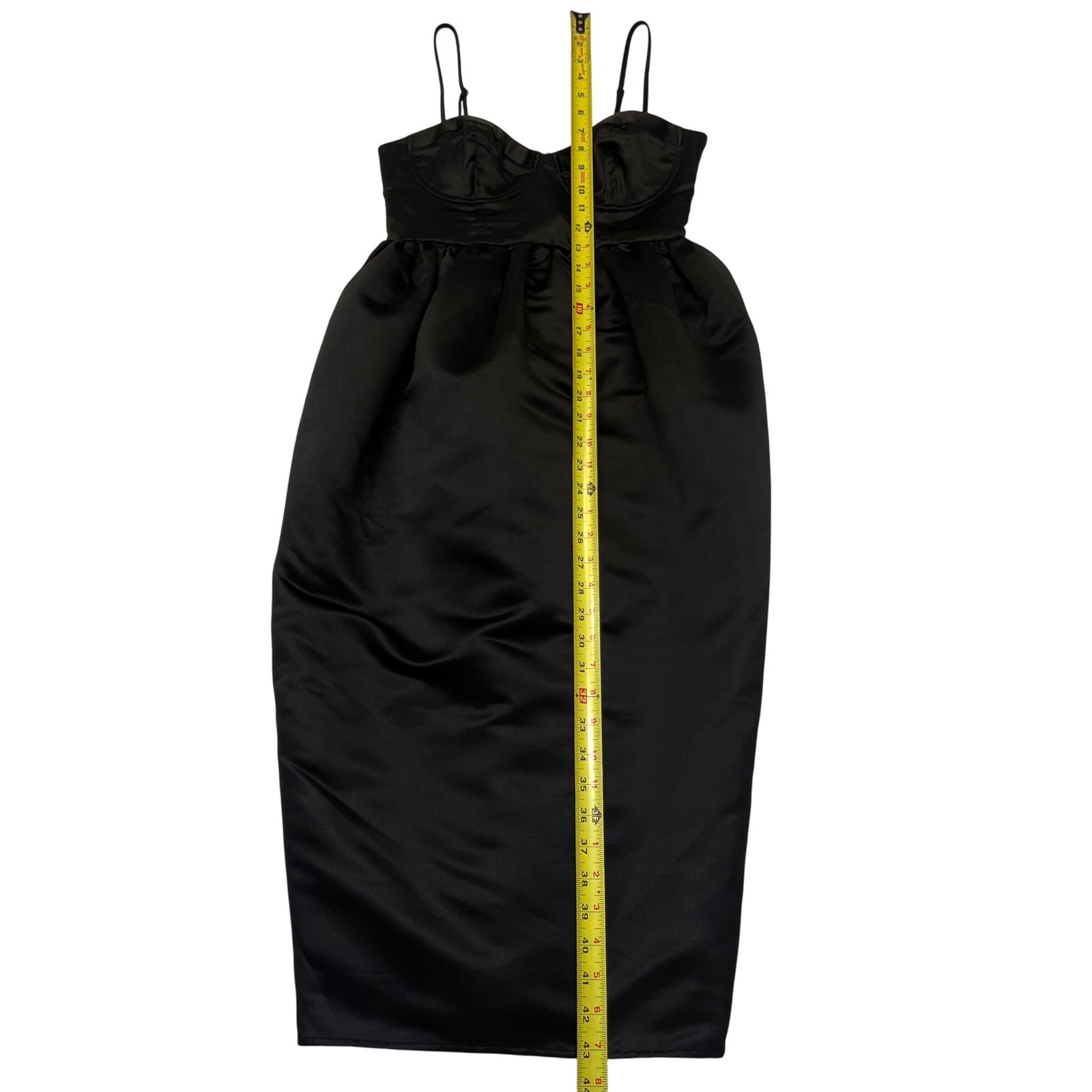 Future Collective Black Satin Bustier Smocked Back Corset LBD Dress NWT XS