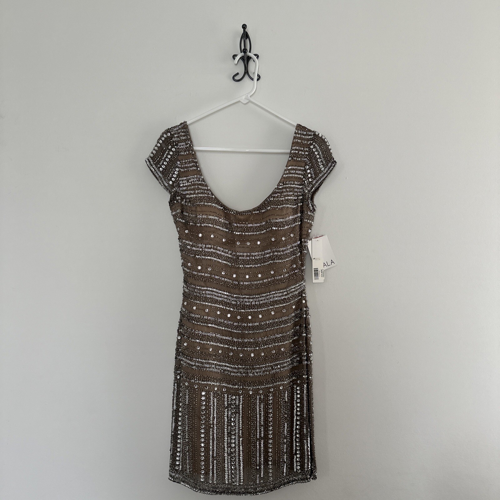 New SCALA Beaded Sequin 100% Silk Dress Size 6