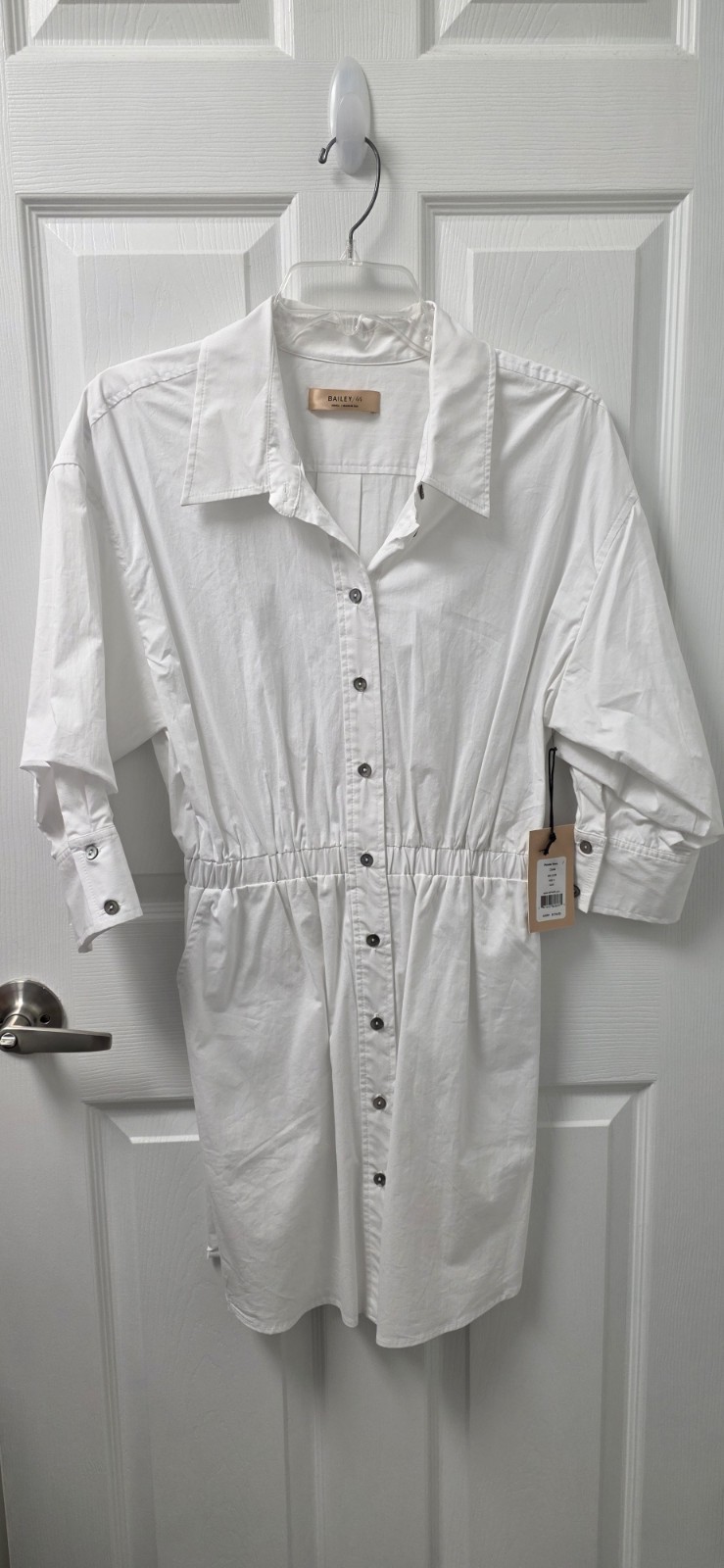 Bailey 44 Phoebe Lined Shirt Stretch Dress White Collar S New Sorority Pockets