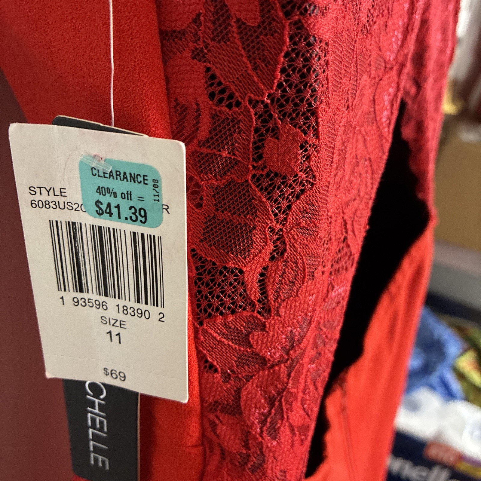 My Michelle Red V-Neck Lace Back Mini Dress Size 11