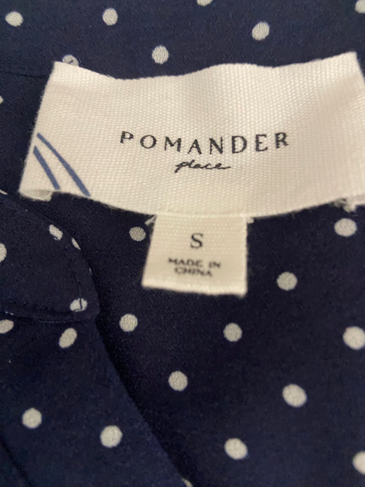 Tuckernuck Pomander Place Dress Small Navy Blue w/ white Dots Ruffle Tiered Mini