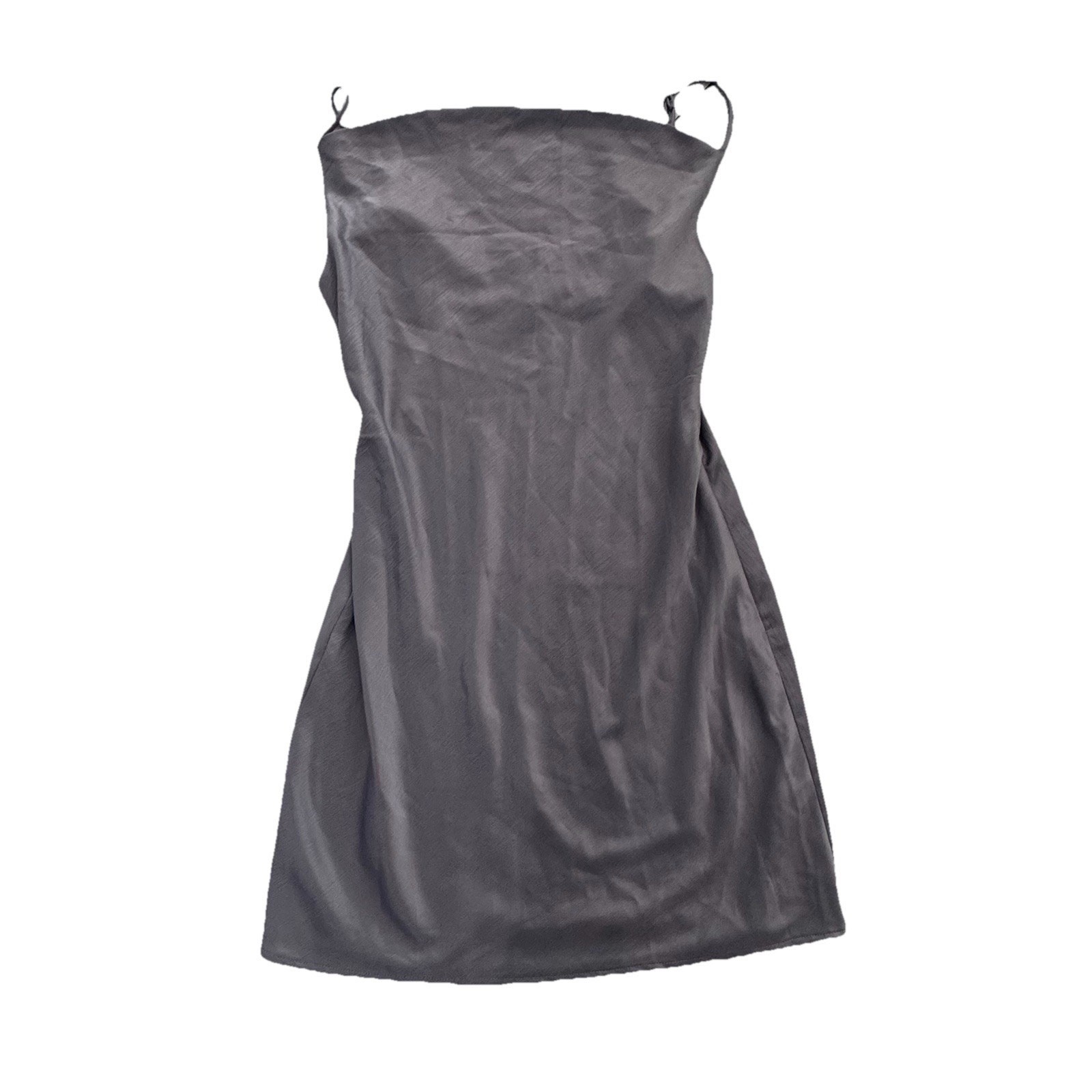 Nasty Gal Collection Womans Grey Satiny Drape Neck Mini Dress Sz 6