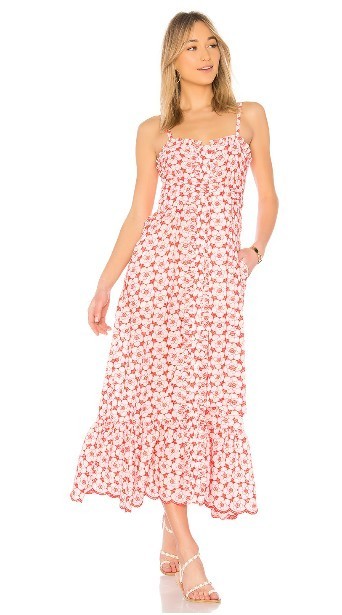 Lisa Marie Fernandez Embroidered Eyelet Dress Size 1 (US 2 4) Tomato Red Cream