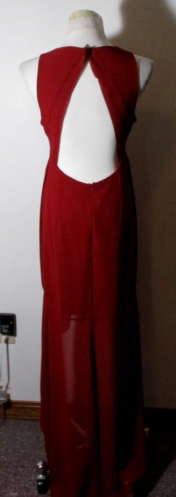 YA Los Angeles Burgundy Full Length Sleeveless Silk Dress Size L