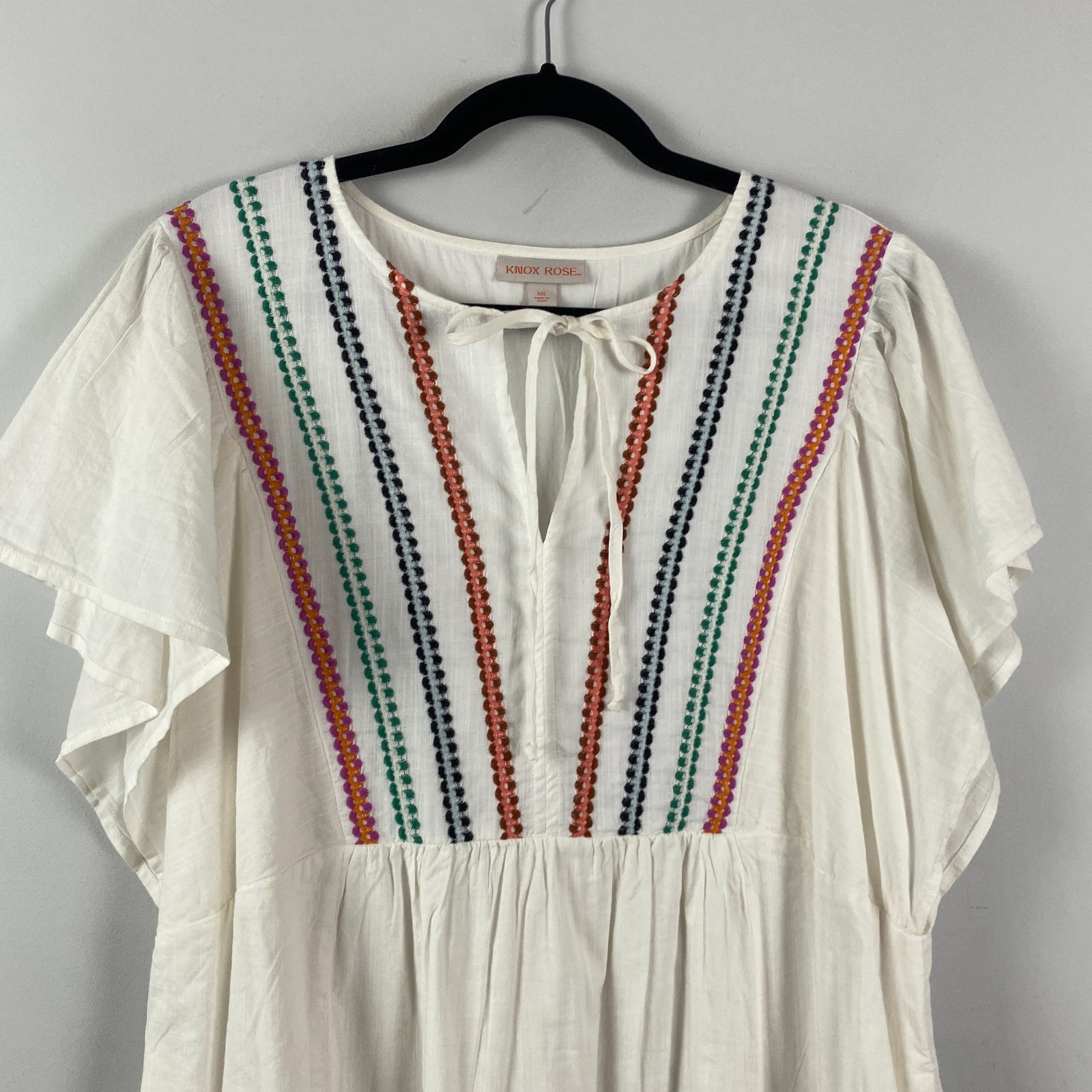 Knox Rose Kimono Short Sleeve Embroidered A-Line Dress Size XXL Ivory
