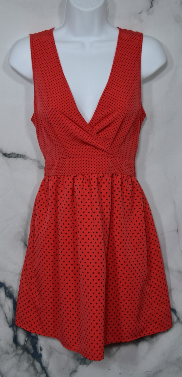 PETTICOAT ALLEY Red Black Sports Sleeveless V Neck Dress XS Attached Ties