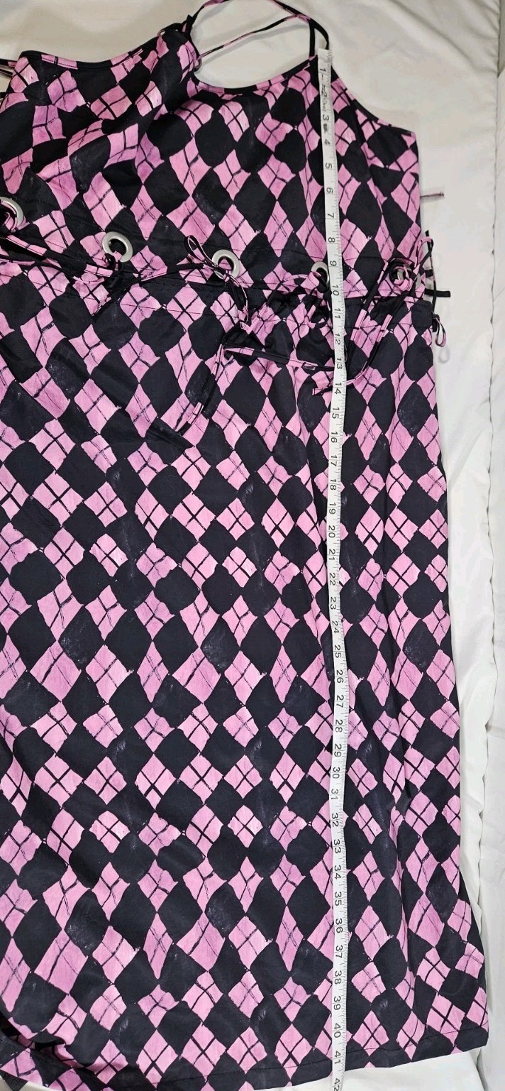 NWT! Teddy Fresh Transformable Dress Pink BLACK Check Tie-on Top Sz Large