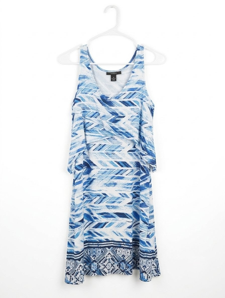 Style & Co women’s size small 92% rayon blue white Chevron Jersey dress