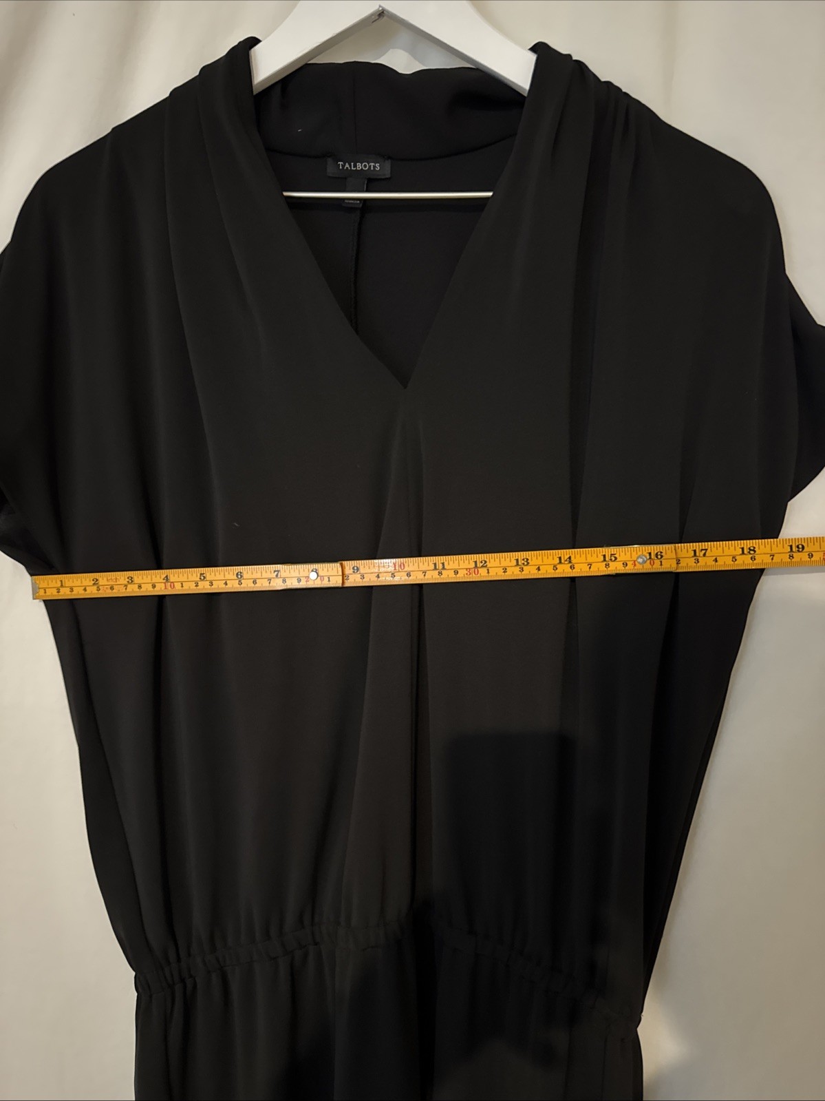 Talbots Medium Blouson Black Dress Flowy Medium Cap Sleeve Wrinkle Resistant