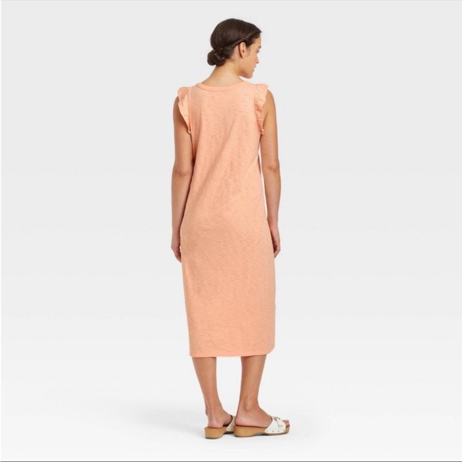 Universal Thread Womens Maxi T Shirt Dress Peachy Size Large Orange Sleeveless