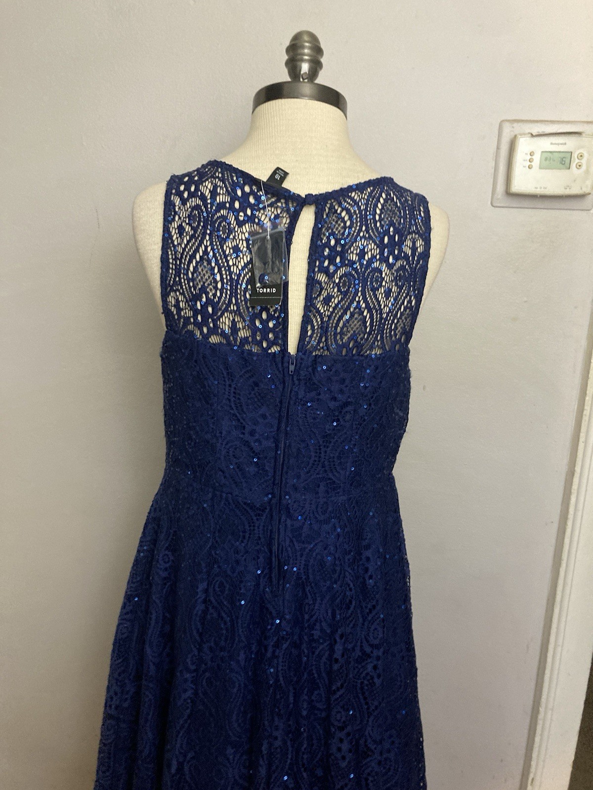 NWT $108 TORRID Special Event Occasion Dress Navy Sequin Lace Midi Skater Sz 10