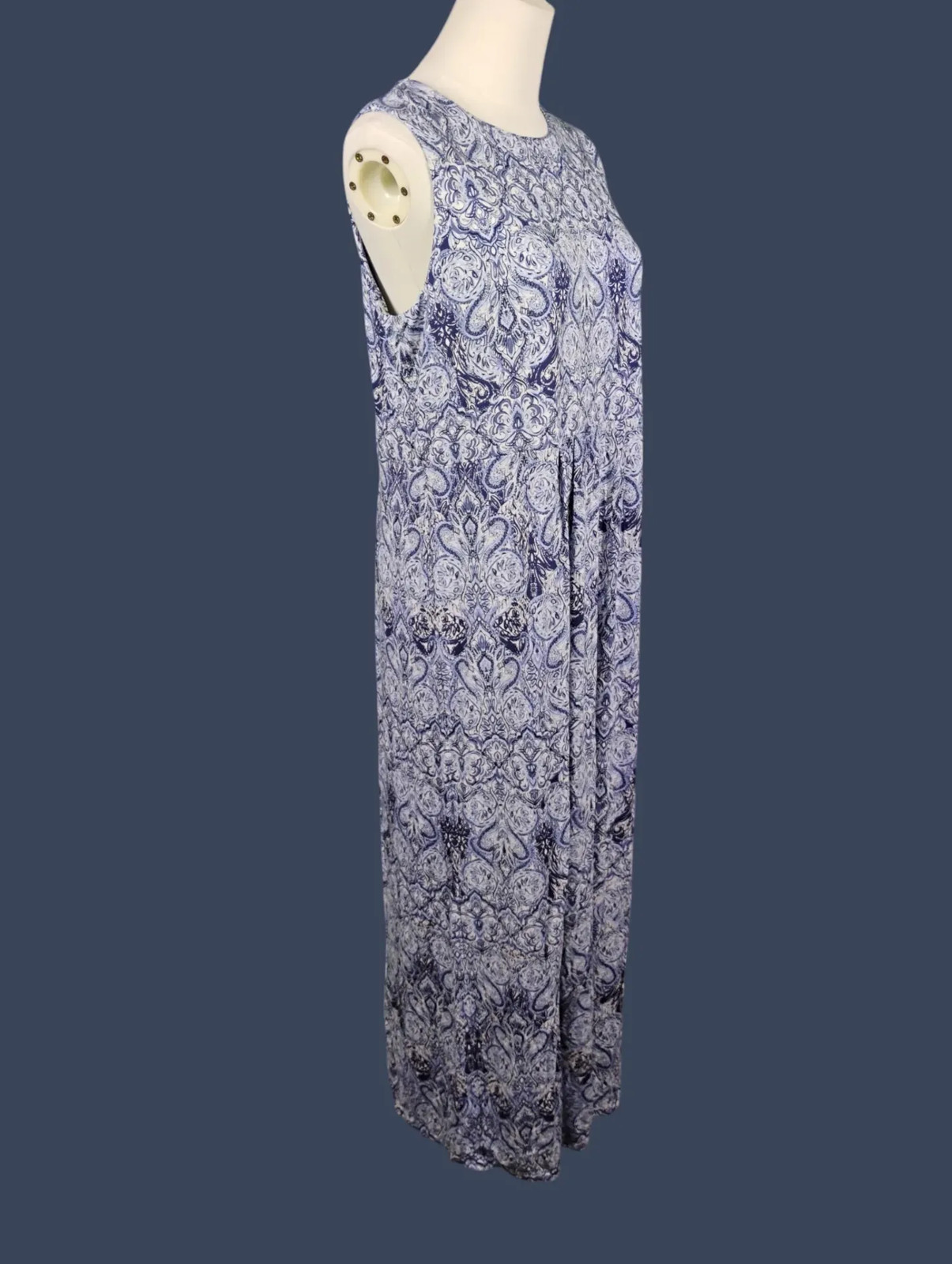 J. Jill Blue White Paisley Sleeveless Maxi Dress M Tall