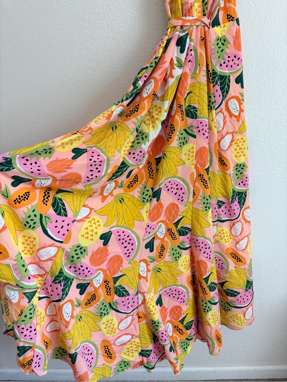 Hutch Fruit Print High Low Wrap Dress