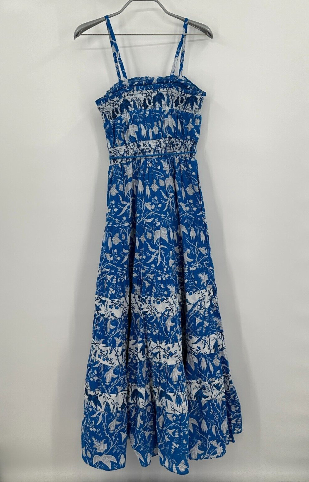 Celina Moon Blue Holy Floral Tiered Maxi Dress sz S Small NWT Sleeveless