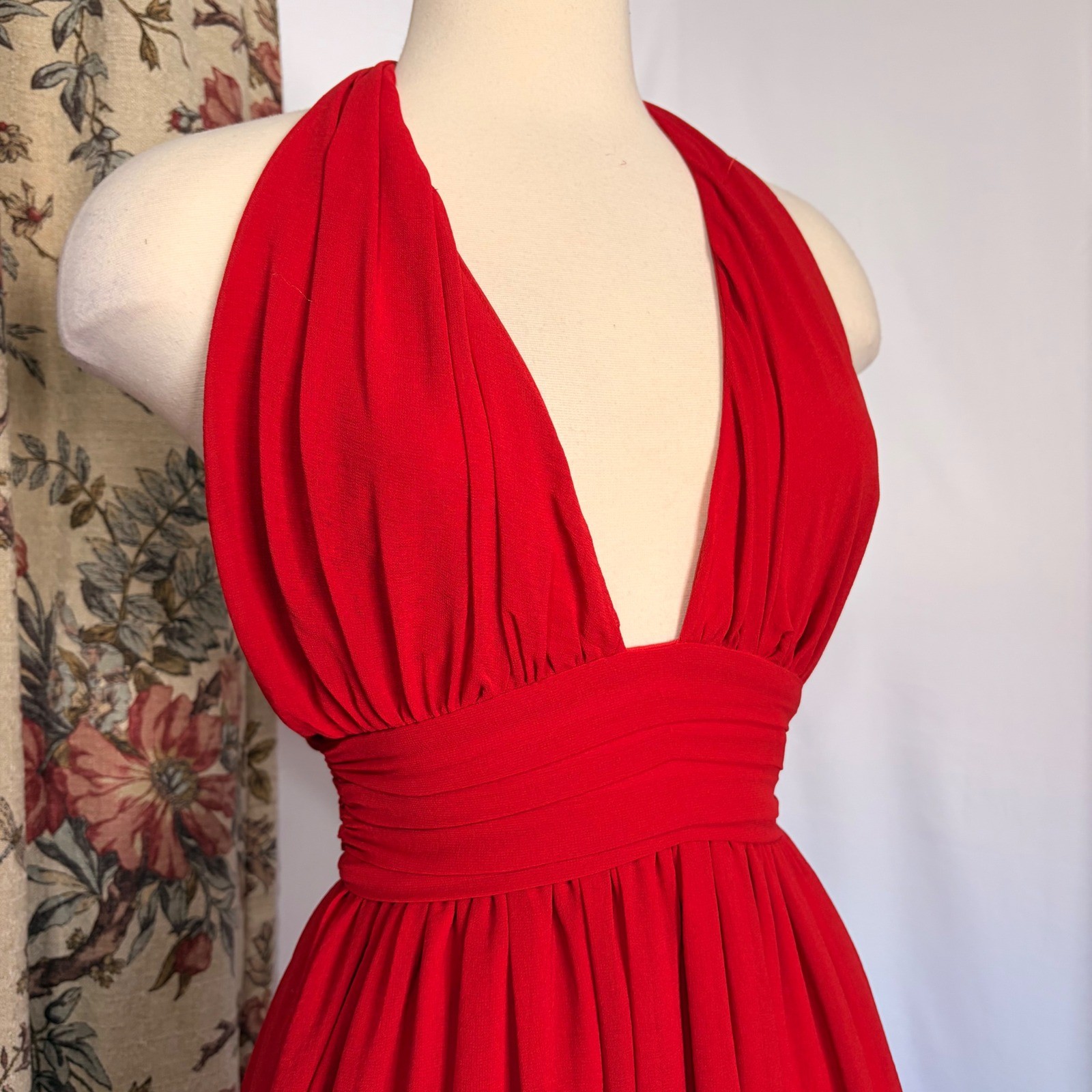Lulus Stunning Red Halter minidress with a Plunging Neckline Open Back