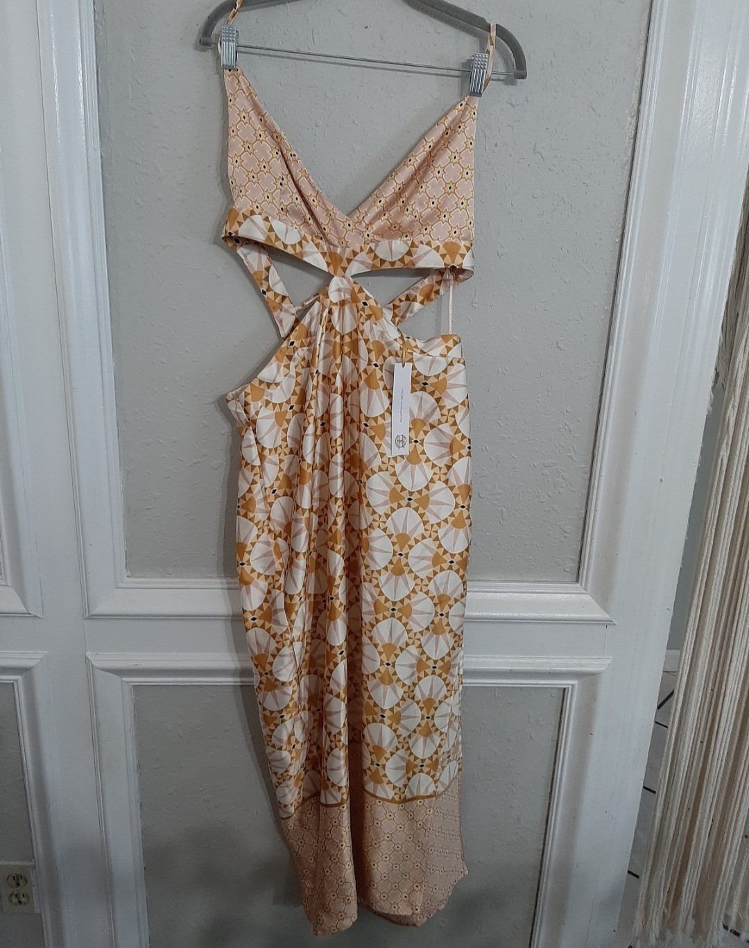 House of Harlow 1960 maxi dress 60s 70s vintage inspired boho fans large nwt