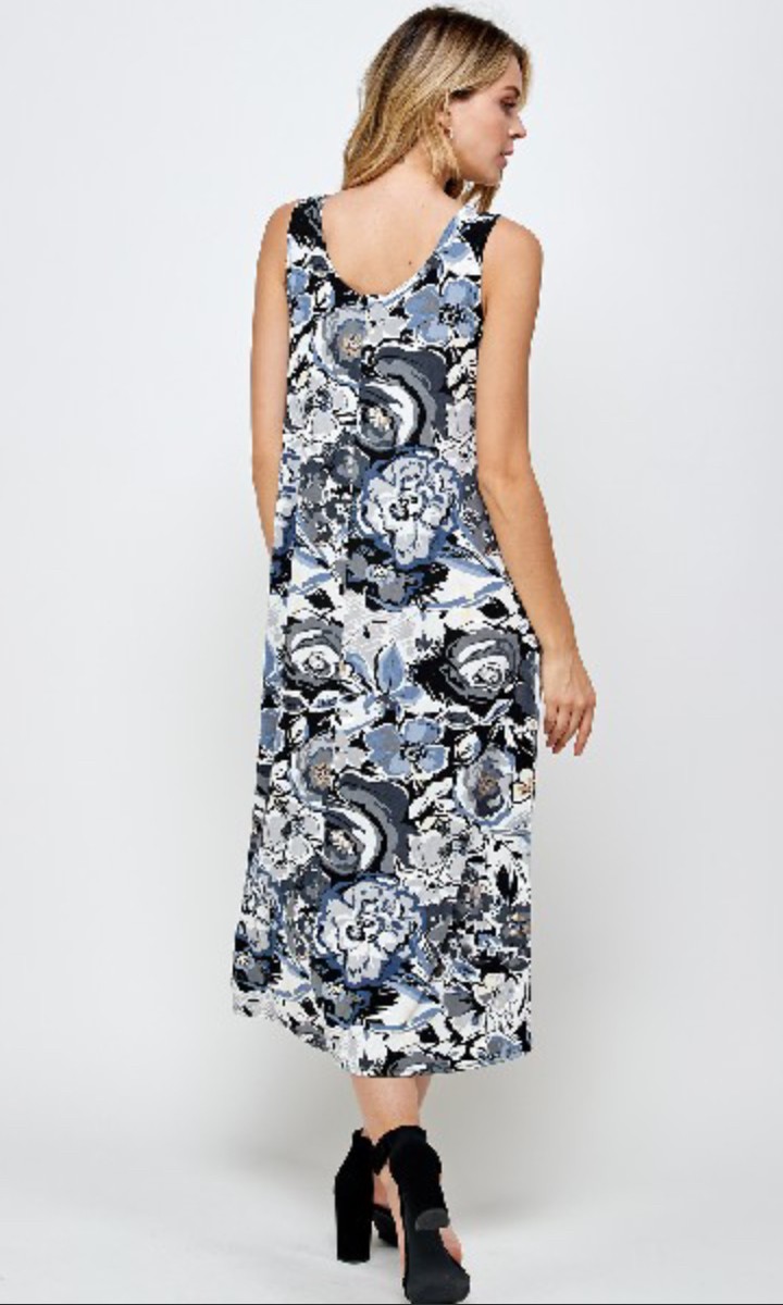 JOSTAR Slinky LONG TANK DRESS Poly Spandex Knit TRAVEL GREY S M L XL 2X 3X