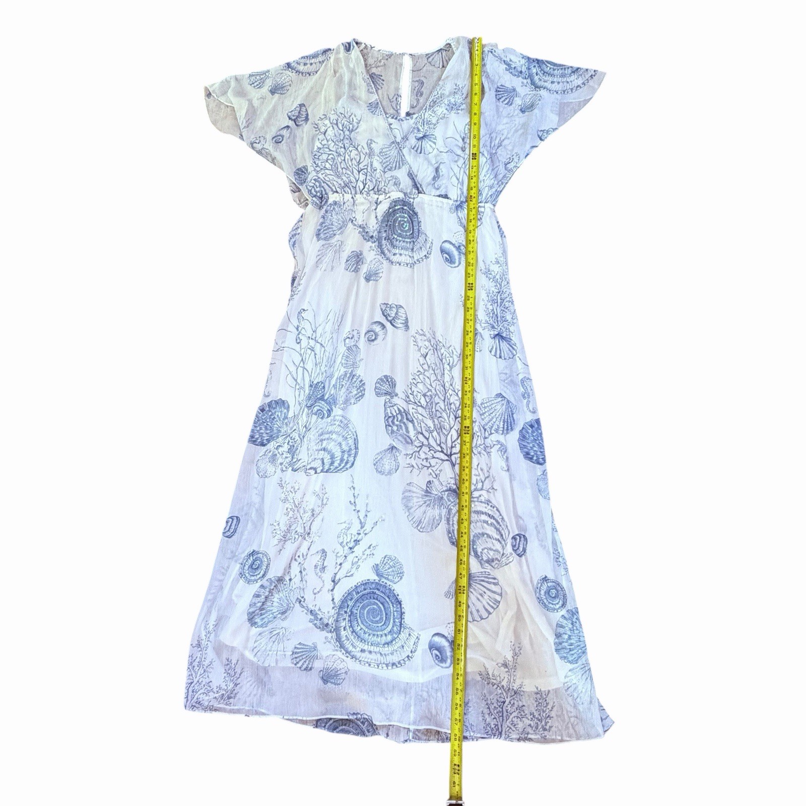 Soft Surroundings L Coastal Sequin Beaded SeaShell Captiva Beachy Maxi Dress