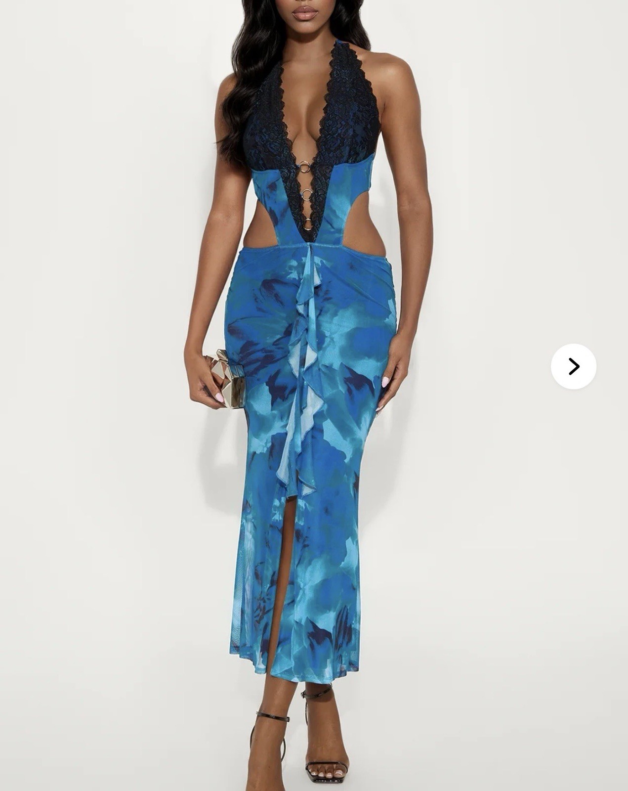 Fashion Nova Mesh Maxi Dress – Blue/combo NWT Size Med
