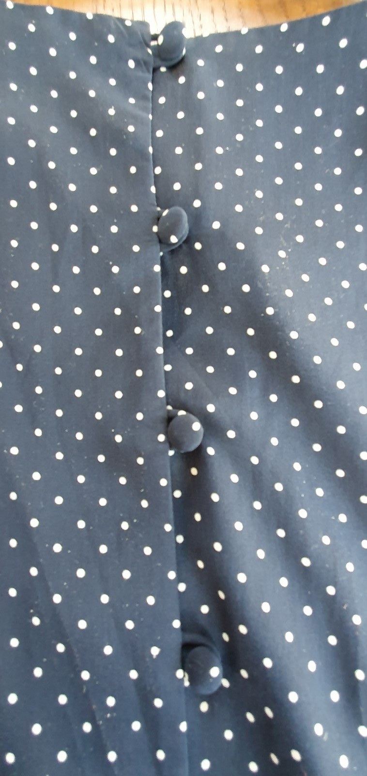 EMANUEL 100% Silk Midi Dress – UK 10 – Navy/Cream Pinspot – Excellent Condition