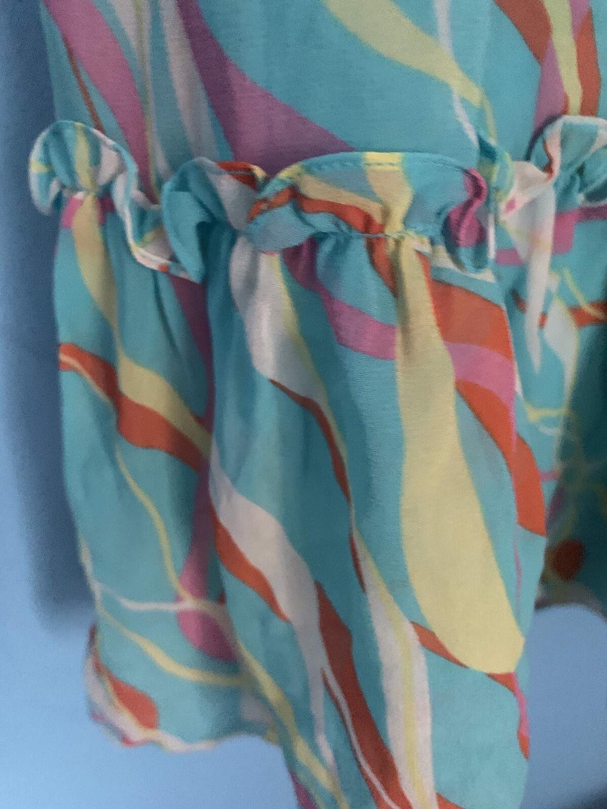 BCBG MaxAzria Tie Strap Ruffle Bottom Ruched Top 100% Silk Dress Y2K 90’s NWT S
