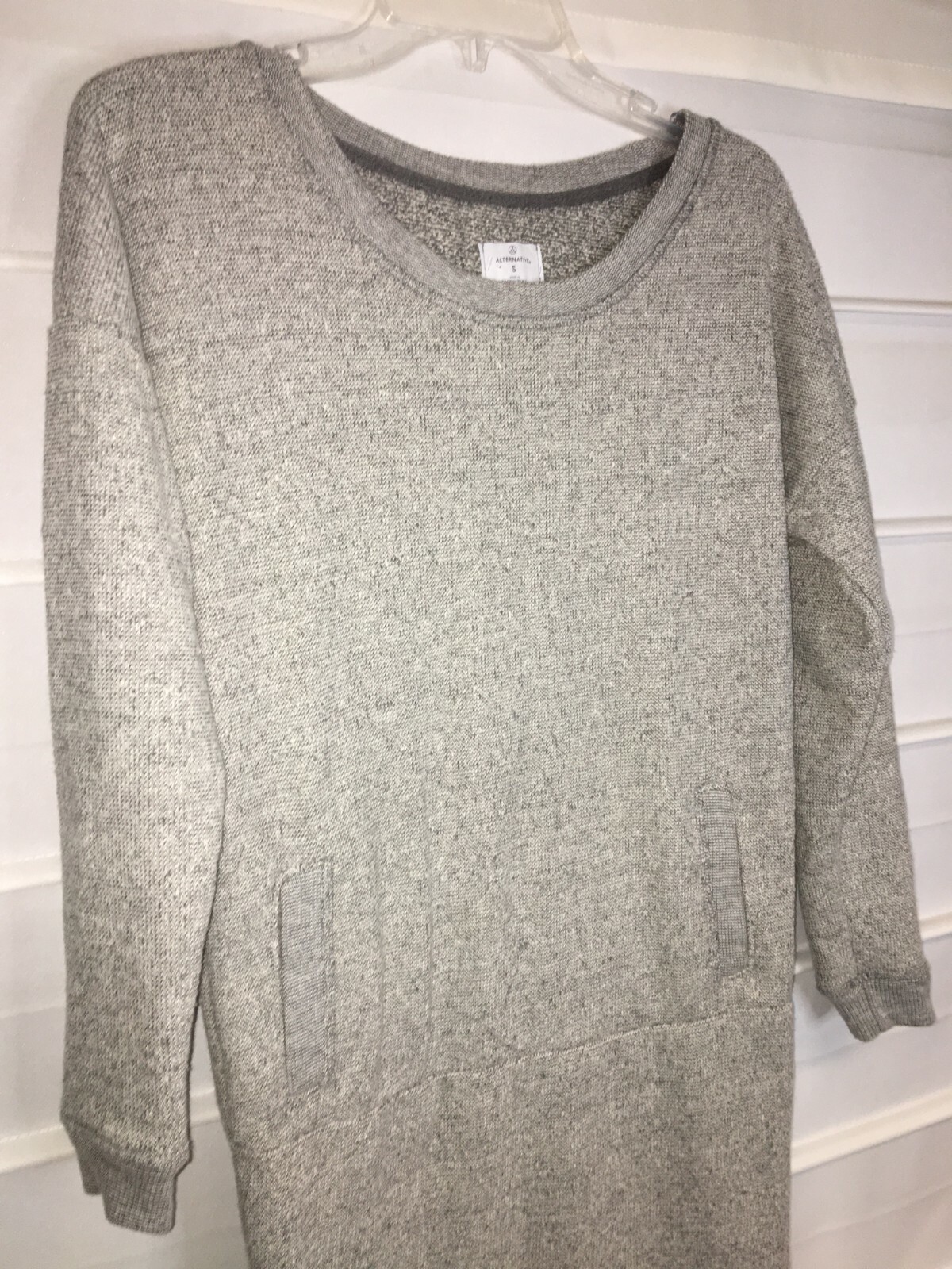 Alternative Gray Tweed Polyester Cotton Blend Dress 3/4 Sleeves Small EC!