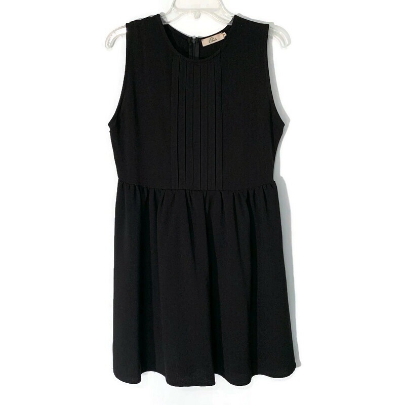 Elodie Classic Little Black Dress Pleated Fit Flare Sleeveless Midi Mini Medium