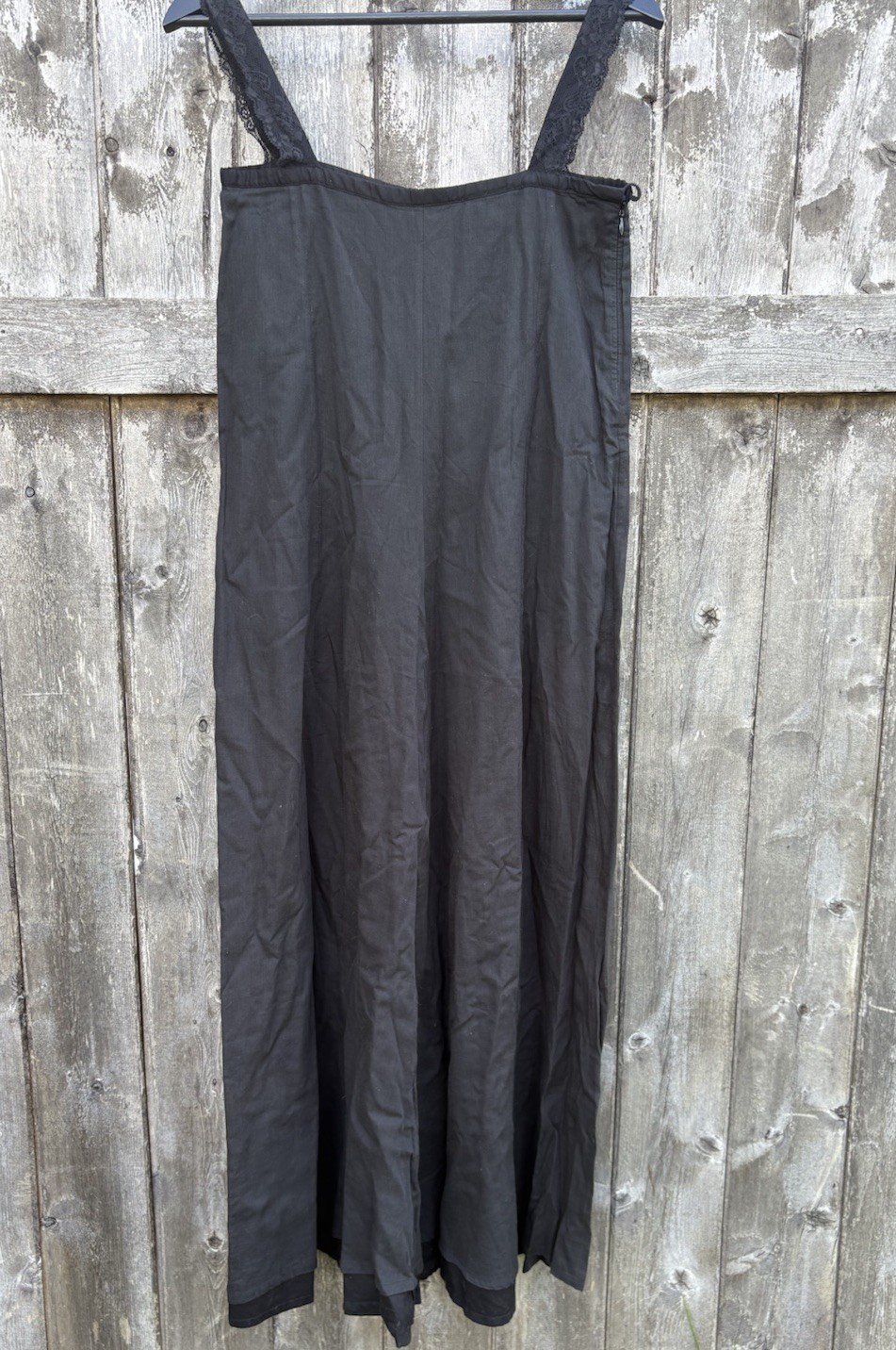 ANN DEMEULEMEESTER Minimalist Lightweight Black Cotton Dress with Lace Straps
