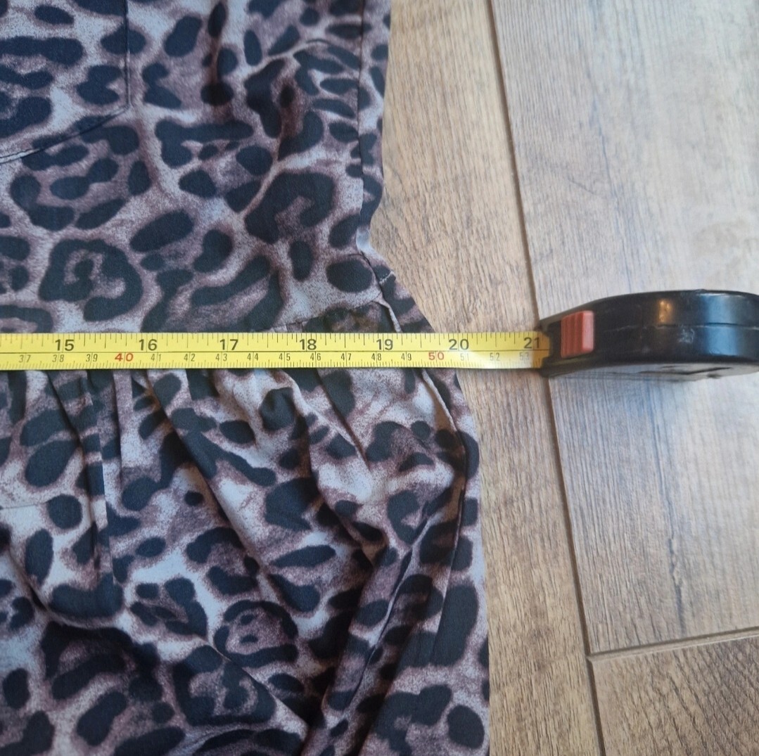 Size 10 Leopard / animal print long sleeve shirt/smock midi dress. Winter spring