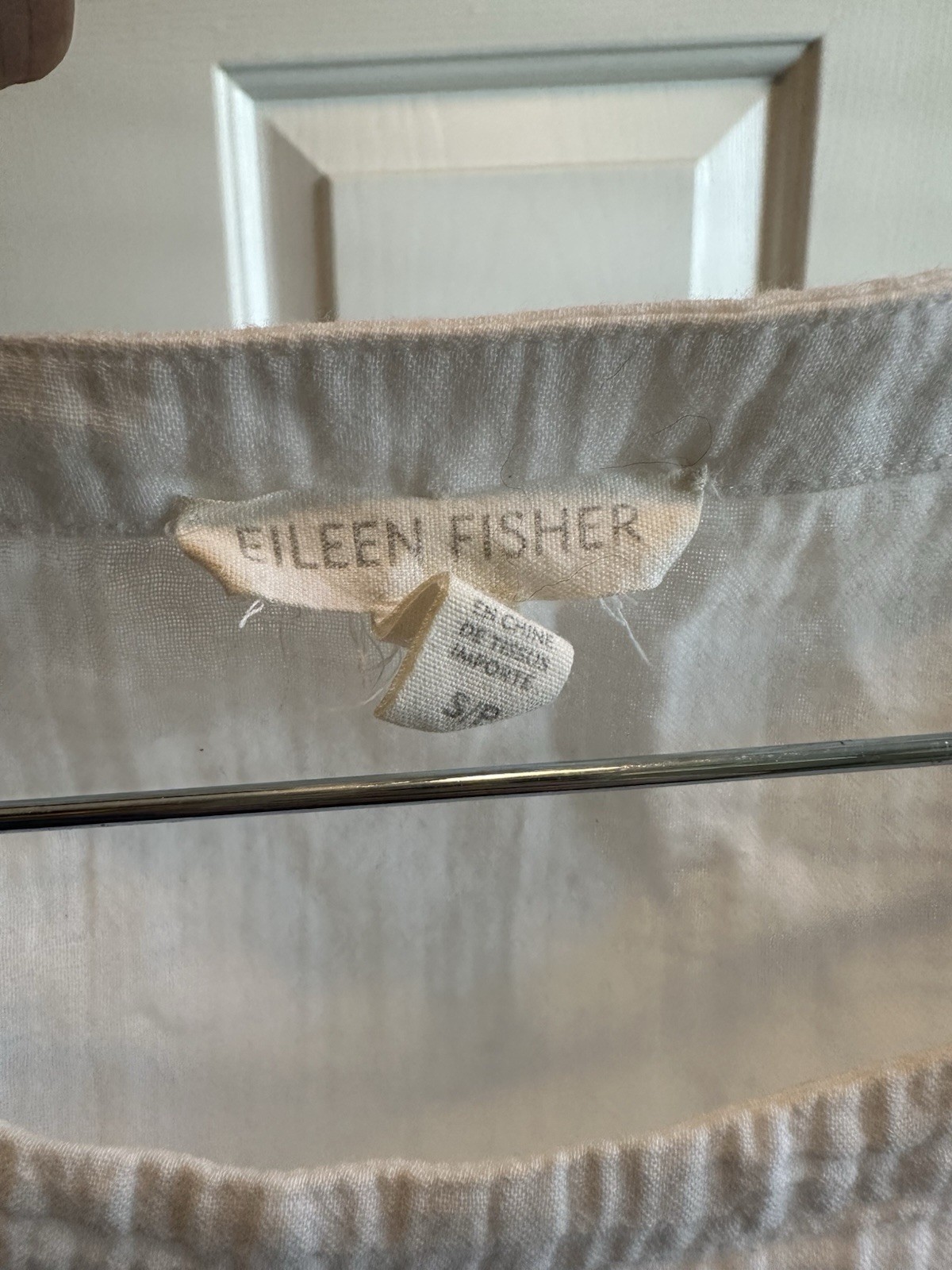 Eileen Fisher White Cotton Gauze Tunic Dress Resortwear Lagenlook Minimalist PS
