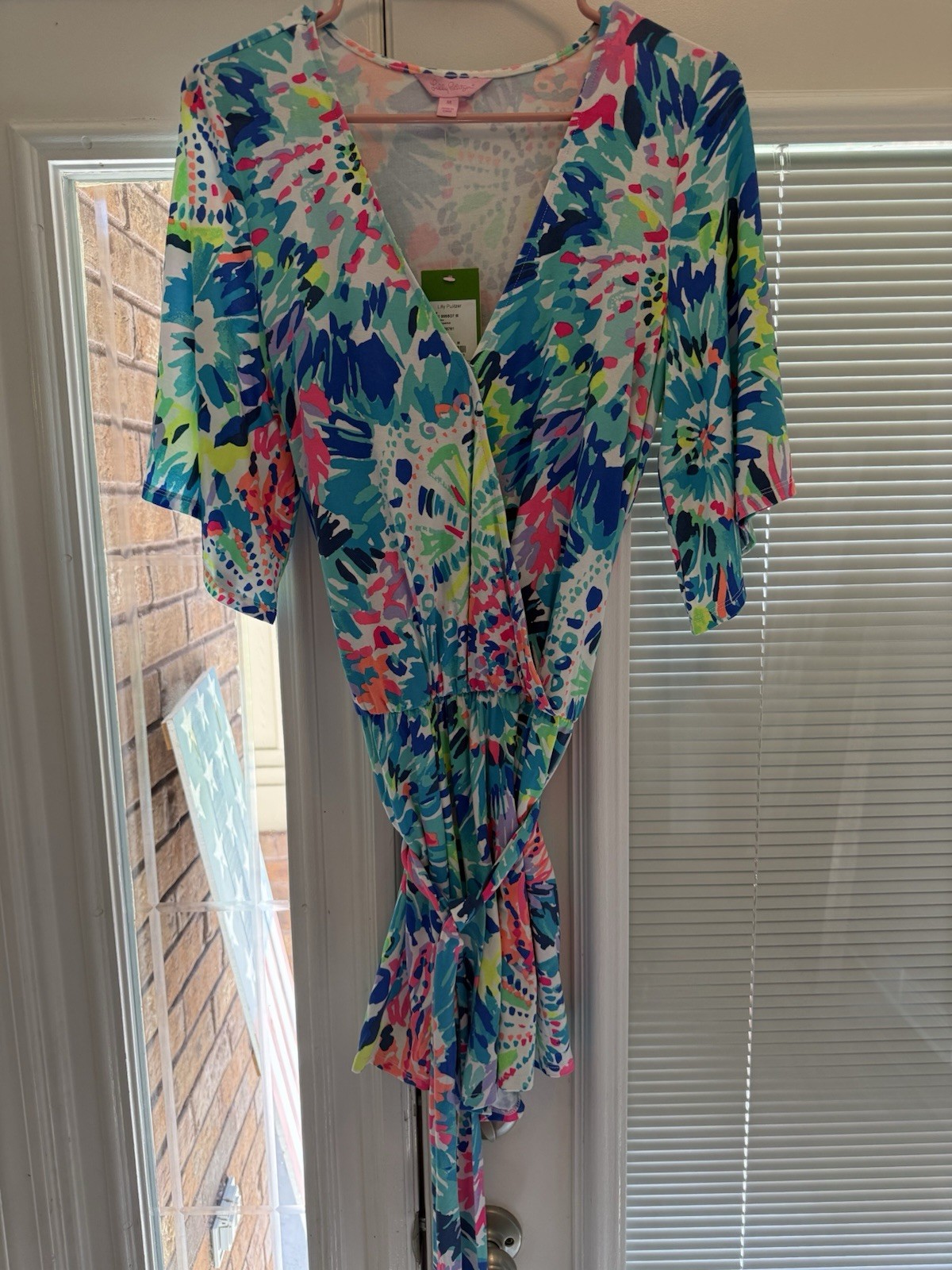 Lilly Pulitzer Multicolor Floral V-Neck Wrap Tie Short Dress M Stretch