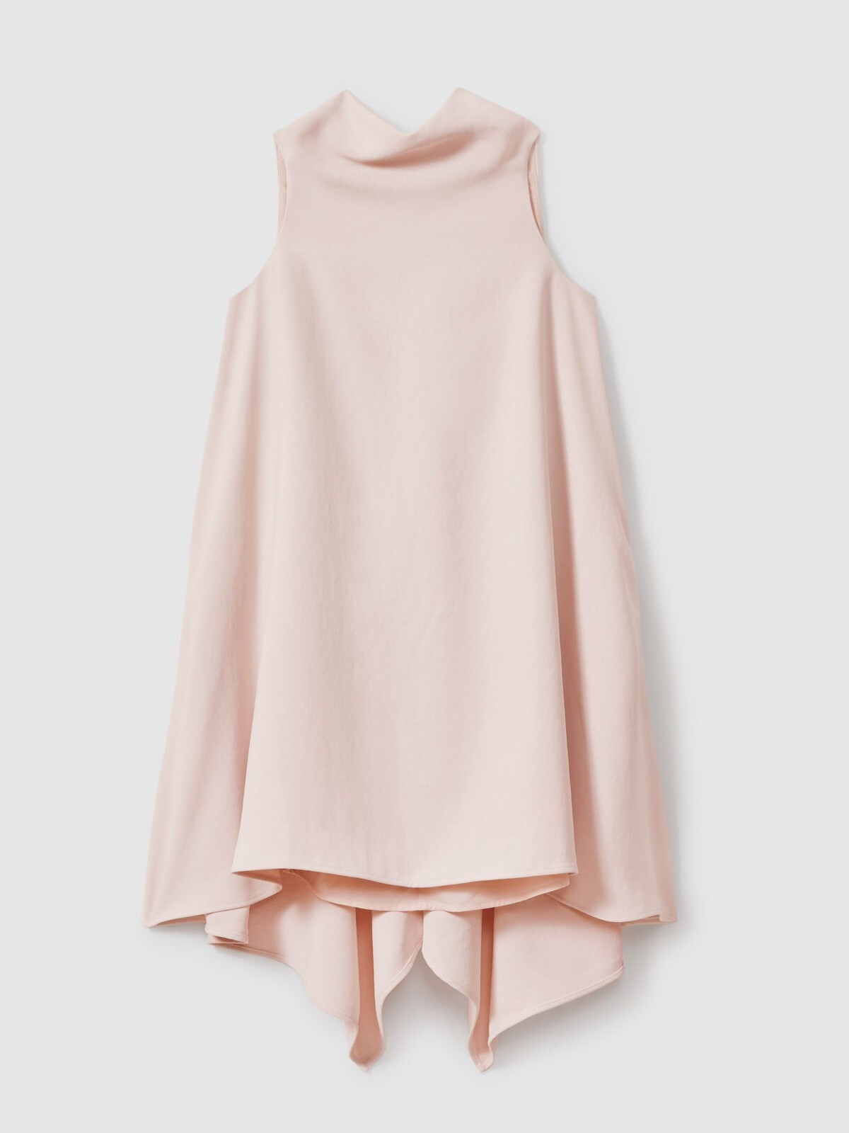 REISS Shauna High Neck Drape Back Mini Dress in Nude/Pink