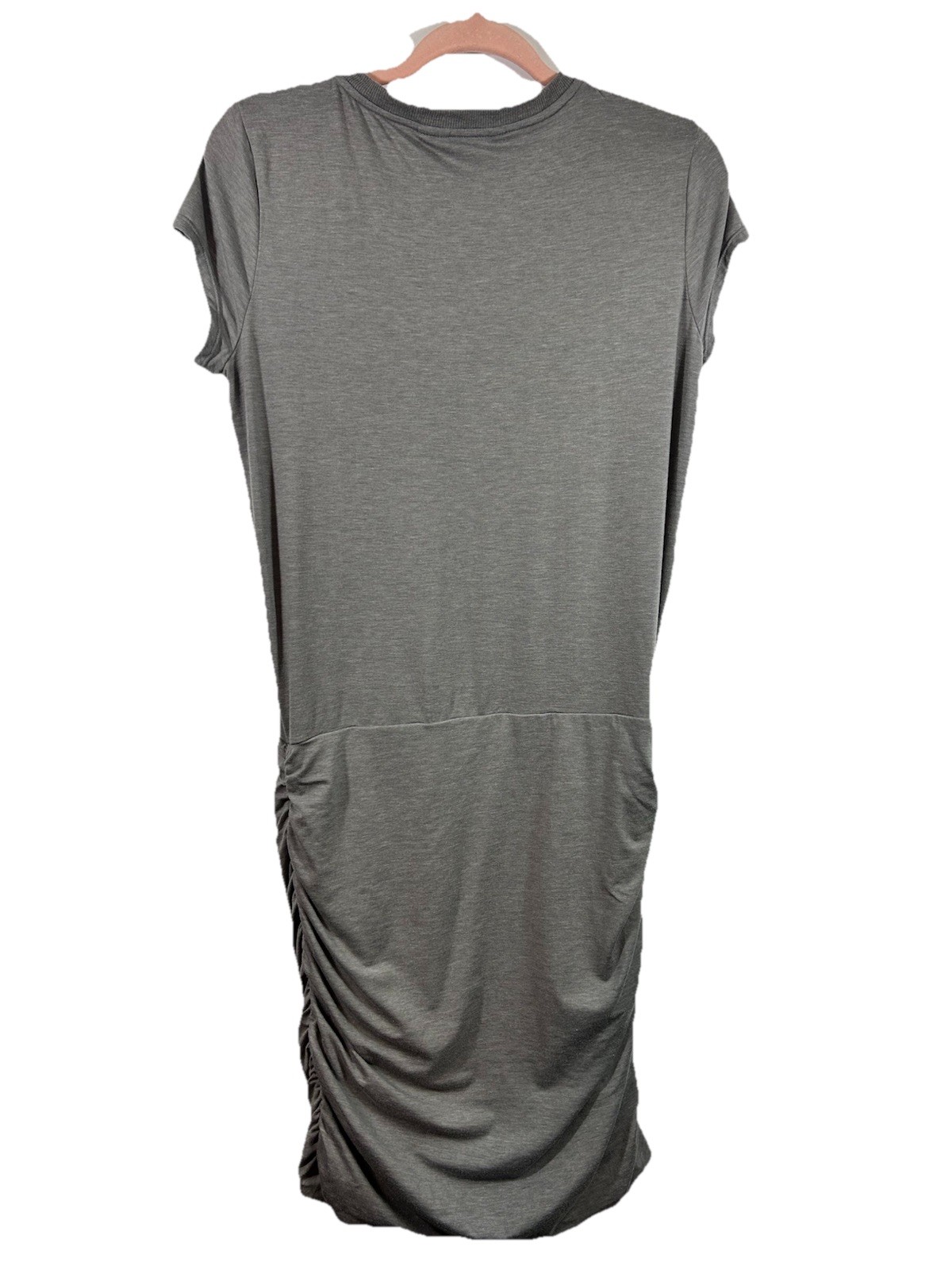 Athleta Step Up Dress Medium Gray Heathered V-Neck Ruched Side Cap Sleeve S2014