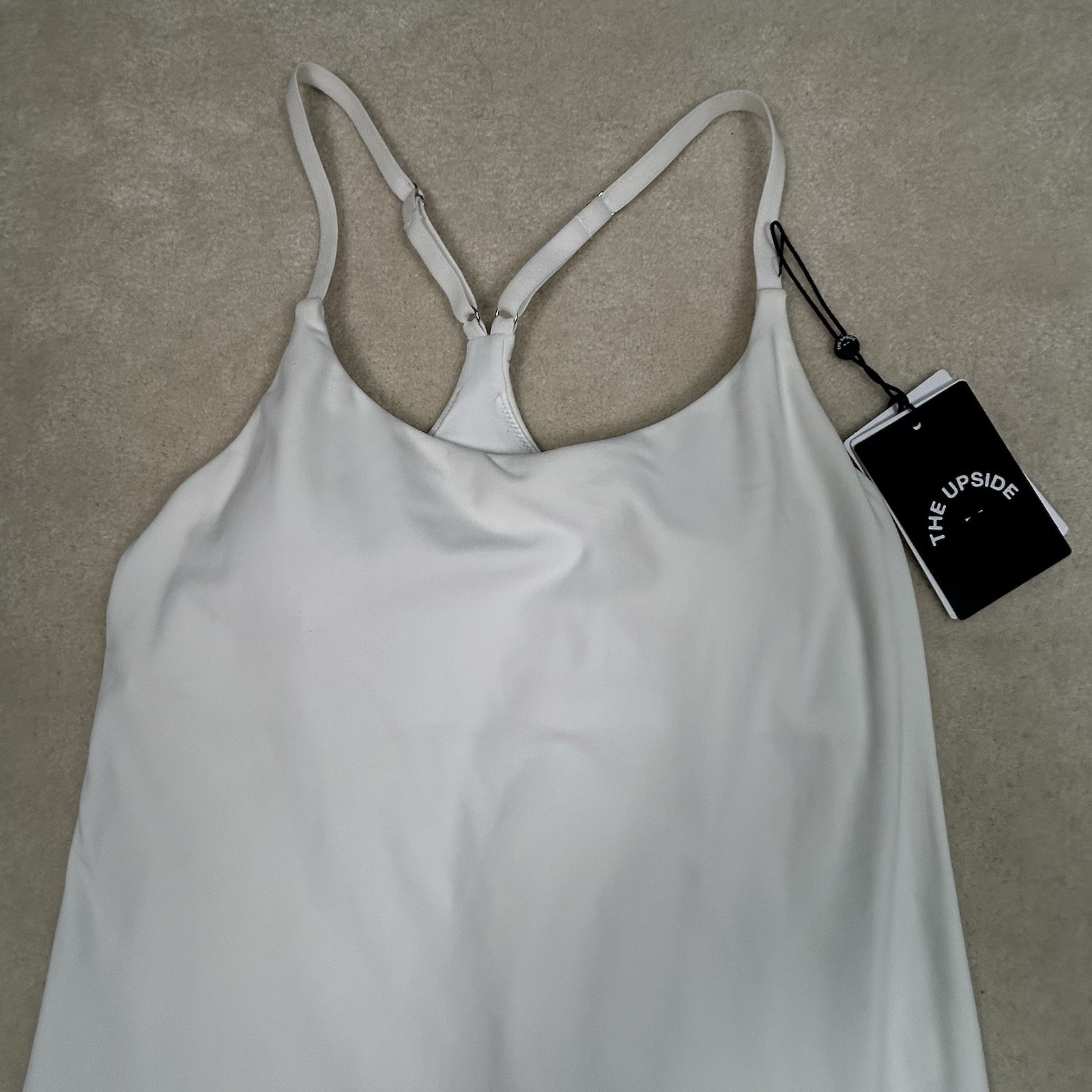 The Upside Womens Small Peached Brooklyn Dress Sleeveless White Built In Shorts
