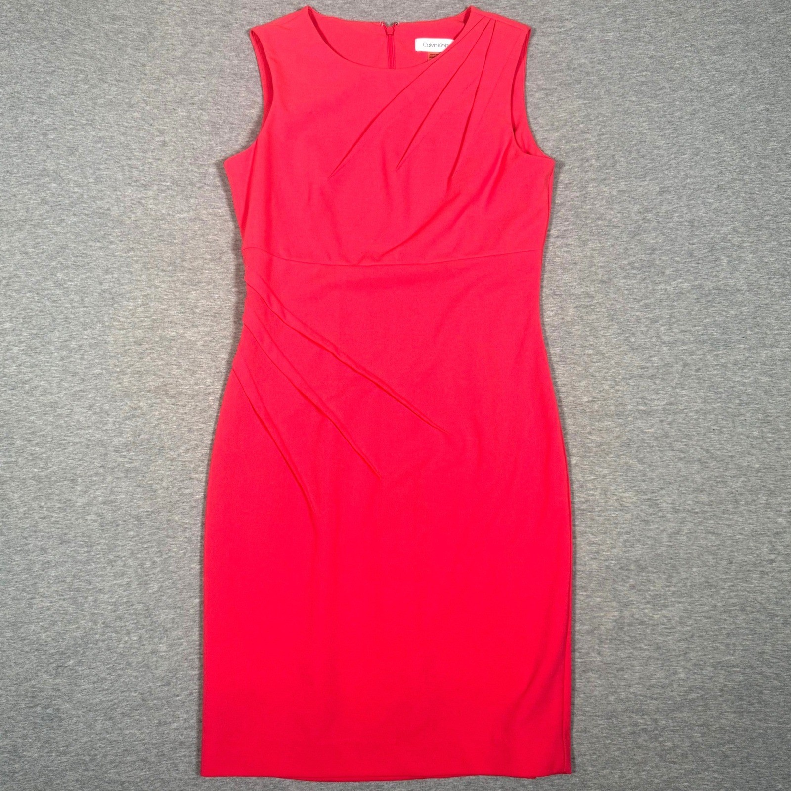Calvin Klein Womens Pink Pleated Sleeveless Sheath Dress Size 4 Crepe Cocktail