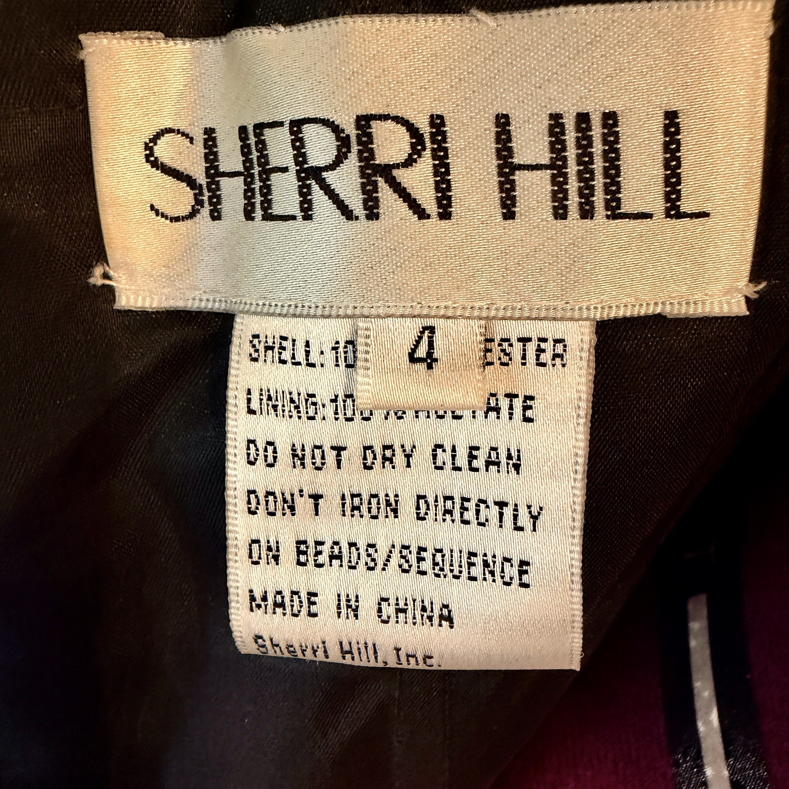 Sherri Hill Black Beaded Sequin Cocktail beautiful green gems Dress Size 4