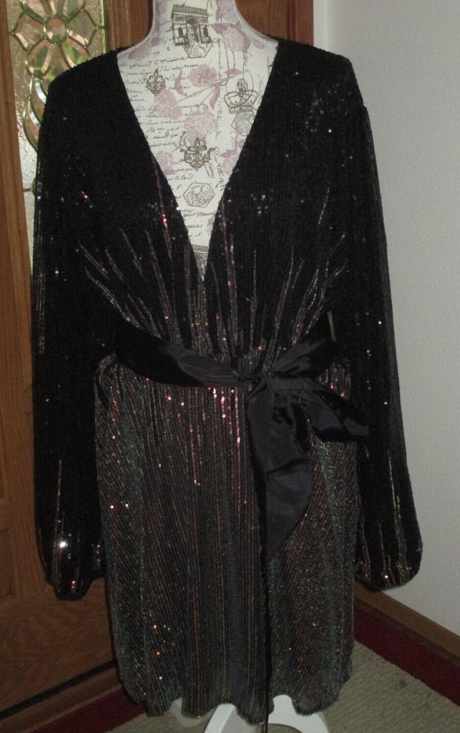 Red Dot Boutique Women’s 2X Full Skirt Sequin Skater Club Party Cocktail Dress
