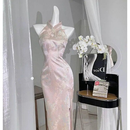 Retro Cheongsam Slit Sexy Chinese Style Qipao Dress Elegant Dresses Costume