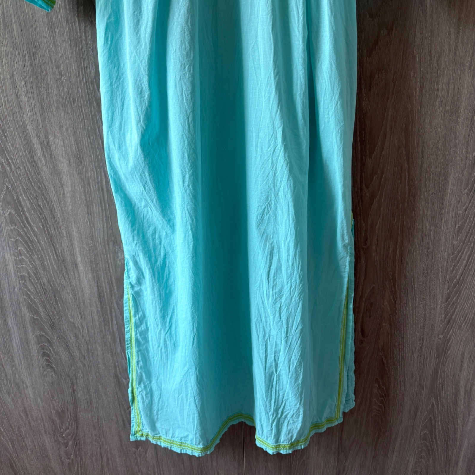 Gretchen Scott Montezuma Embroidered Midi Dress Women Med Turquoise Boho Tassel