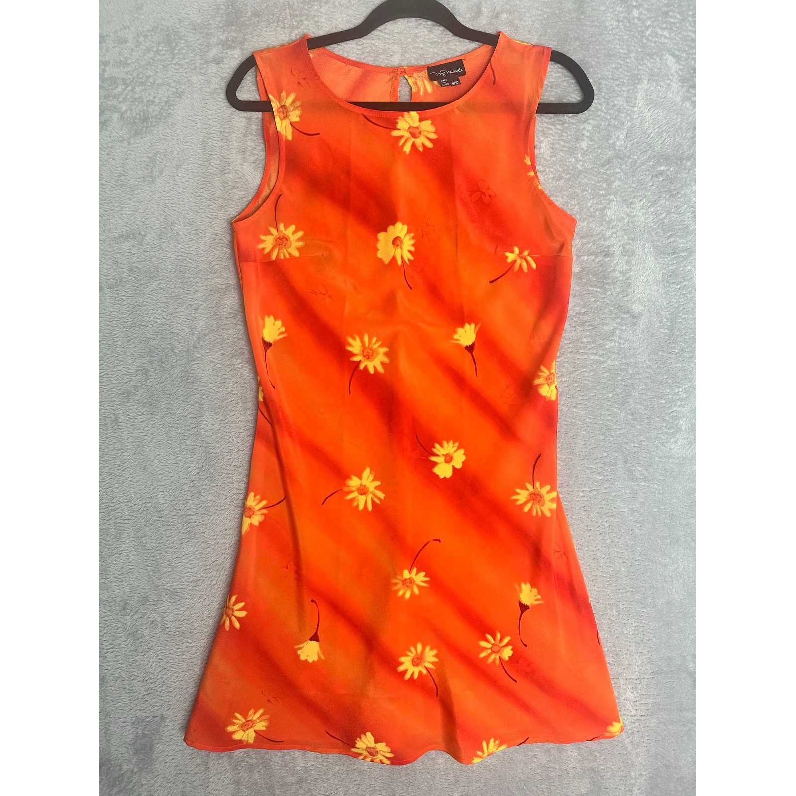 Vintage 90s Y2K My Michelle Orange Floral Skater Dress Fairy Grunge Mod – 9/10