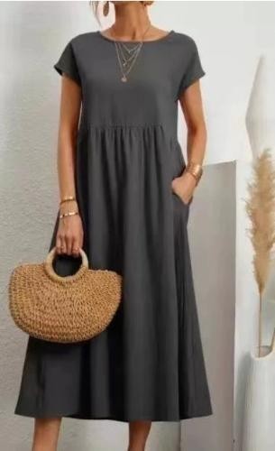 Holiday Sundress Short Sleeve Casual Loose Boho Floral Women Maxi Dress Ladies