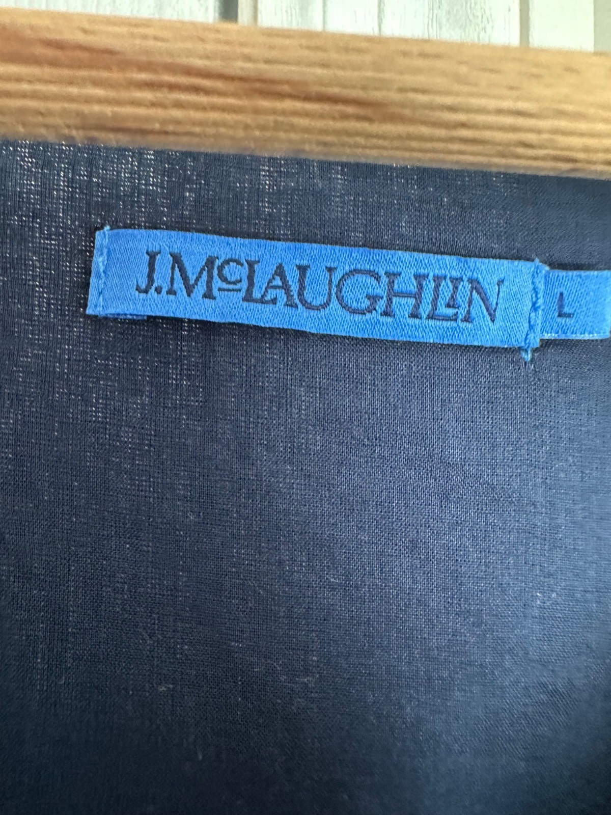 J. McLaughlin LG Linen Split Round Neck Sleeveless Besom Pocket Shift Dress